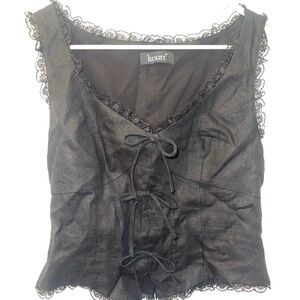 Kourt Black Lace-Up Women's Blouse